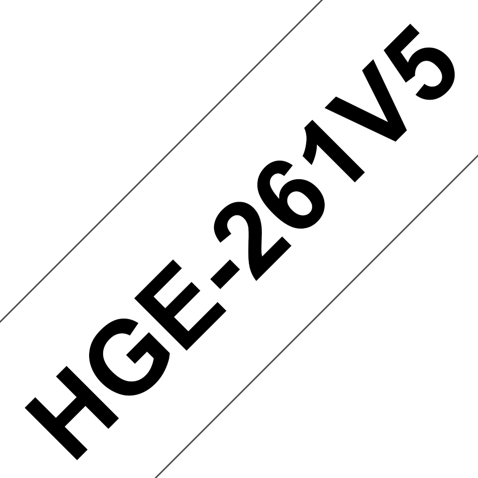 Brother HGE261V5: оригинальная лента для печати наклеек черным на белом фоне, ширина: 36 мм.